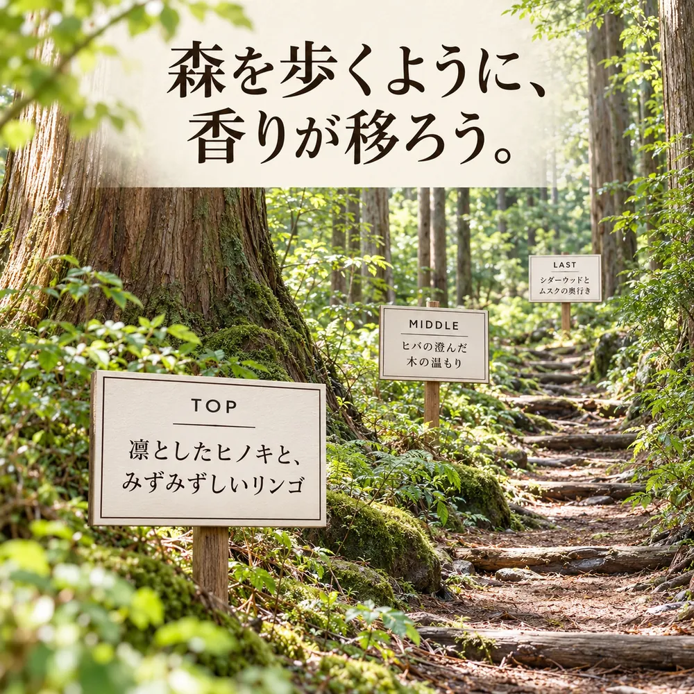 森を歩くように、香りが移ろう。点けてすぐから消えたあとまでの香りの移り変わり