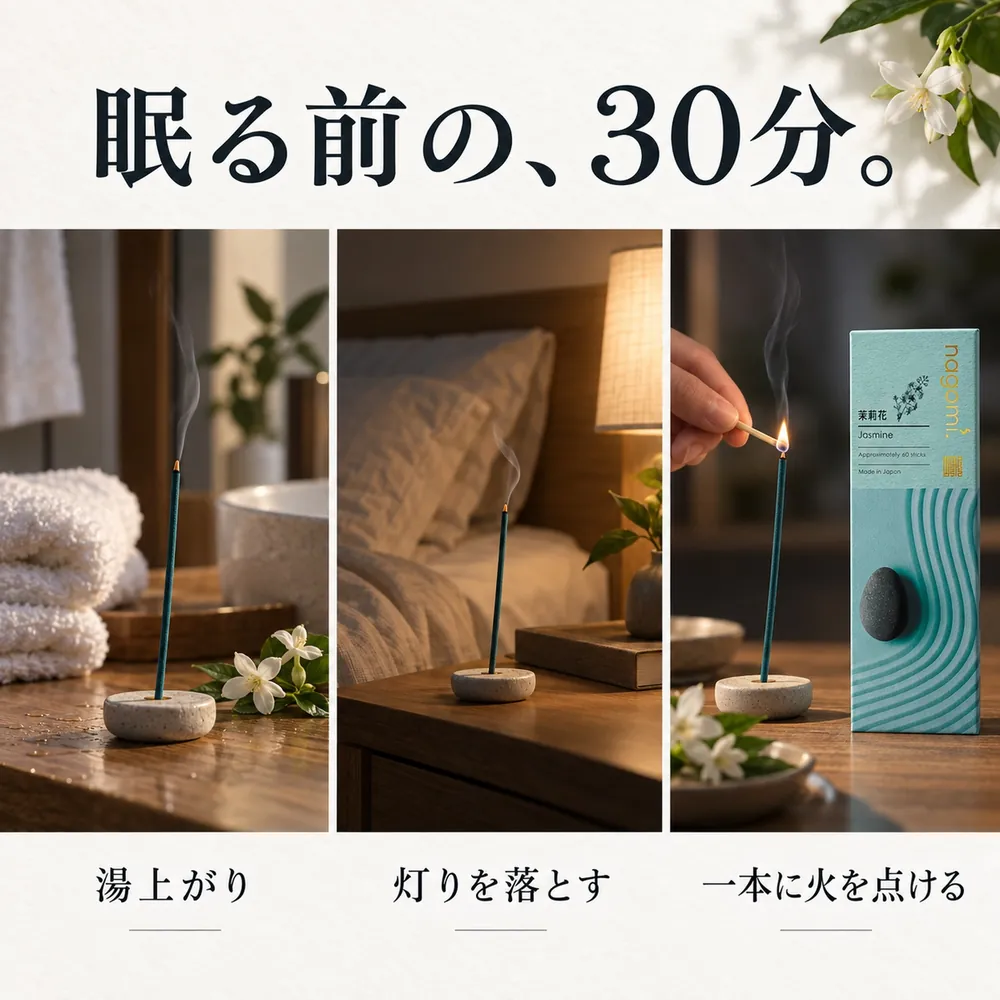 眠る前の、30分。湯上がり、灯りを落とす、一本に火を点ける